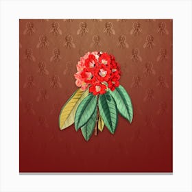 Vintage Rhododendron Rollissonii Botanical on Falu Red Pattern n.1530 Canvas Print