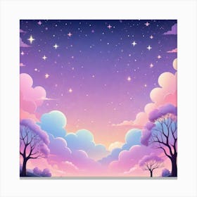 Sky With Twinkling Stars In Pastel Colors Square Composition 67 Canvas Print