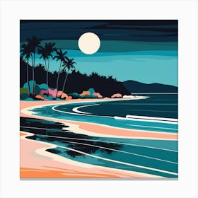 Beach At Night 1 Canvas Print