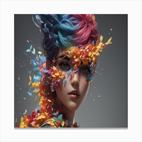 Girl With Colorful Hair Canvas Print