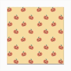 Pumpkins On A Yellow Background Canvas Print