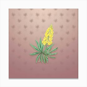 Vintage Yellow Perennial Lupine Botanical on Dusty Pink Pattern n.0678 Canvas Print