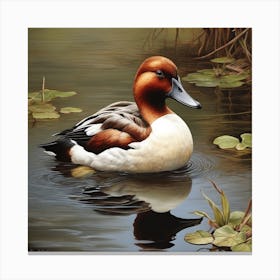 Duck In Water Bird Painting Art Print Canvas Print