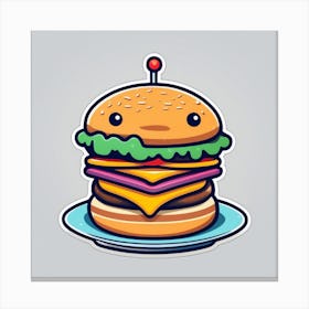 Burger Sticker Canvas Print