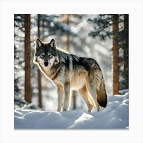 Wolf In The Snow Canvas Print