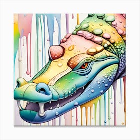 Alligator Watercolor Dripping 2 Canvas Print
