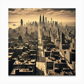 An Aerial View Of An Edward Hopper Style Photograph Of A City Skyline 2 Canvas Print