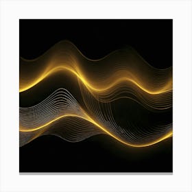 Golden Wave On Black Background 1 Canvas Print