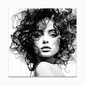Portrait Of A Woman With Curly Hair 6 Canvas Print