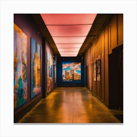 Hallway With Paintings Canvas Print