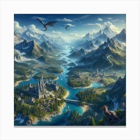 Dragons And Mountains Canvas Print