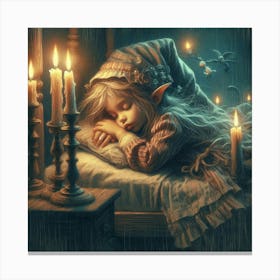 Little Elf Sleeping Canvas Print