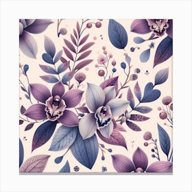 Scandinavian style,Pattern with amethyst Orchid flowers 3 Canvas Print