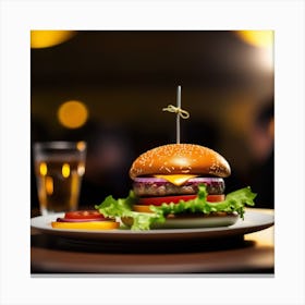 Hamburger On A Plate Canvas Print