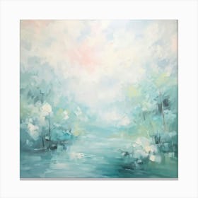 Abstract Oil Painting Art Lush Tranquility Of Forested Vistas Using Soft Pastel Tones 2 Canvas Print