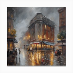 Rainy Night In Paris Canvas Print