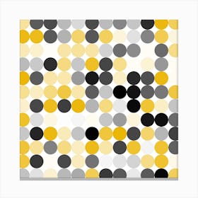 Yellow And Black Polka Dots Canvas Print