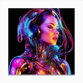 Futuristic Woman Splash Colors Canvas Print