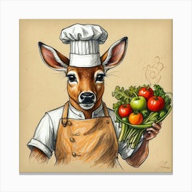 Chef Deer 30 Canvas Print