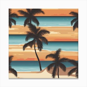 Palm Trees At Sunset Canvas Print