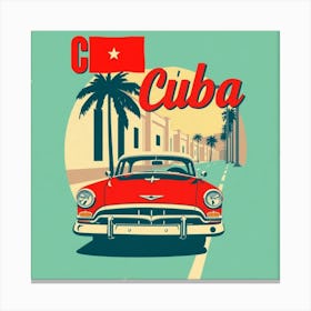 Vintage Car In Cuba Canvas Print