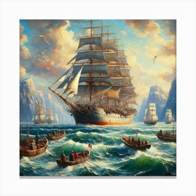 Sailing Ship In The Ocean 1 Canvas Print