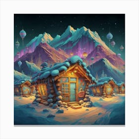 Mountain village snow wooden 6 17 Canvas Print