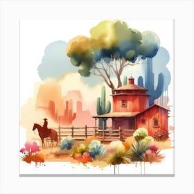 Watercolor Cowboy Painting Canvas Print