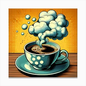 Steaming Cup Of Coffee, Pop Art 1 Canvas Print