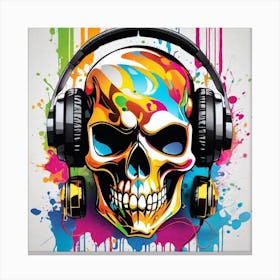 Skull With Headphones 15 Canvas Print