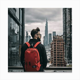 Man With Backpack Canvas Print