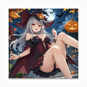 Halloween Anime Vampire Witch Canvas Print