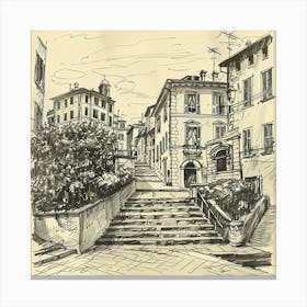 Sketch Of A Street In Italy Canvas Print