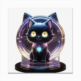 Black Cat In A Glass Canvas Print