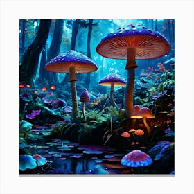 Mushrooms In The Forest Canvas Print