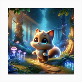 Cute Cat In The Forest Canvas Print