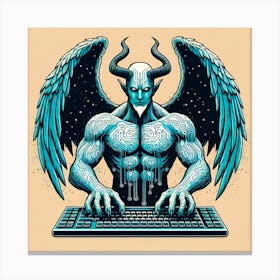 Demon On A Keyboard 1 Canvas Print