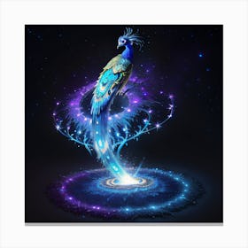 Peacock In Space Canvas Print