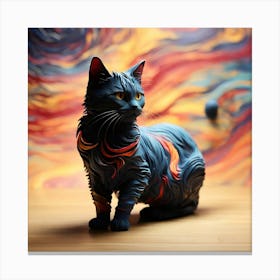 Abstract Cat Painting Canvas Print