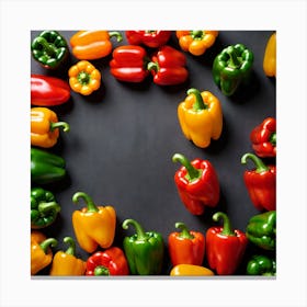 Colorful Peppers In A Circle 2 Canvas Print