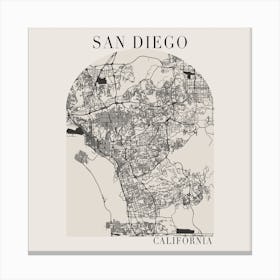 San Diego California Boho Minimal Arch Full Beige Color Street Map 1 Canvas Print
