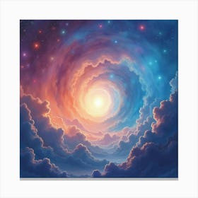 Radiant Watercolor Painting Of A Serene Universe 1 Canvas Print