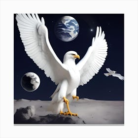 Eagle On The Moon Canvas Print