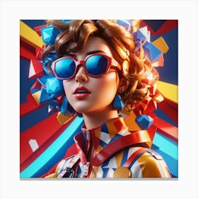 Colourful Girl In Sunglasses Canvas Print