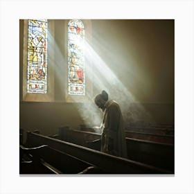 A Depiction Of A Spiritual Resurgence In The Scenery Of A Serene Church Backlit By Sunwashed Stain Canvas Print