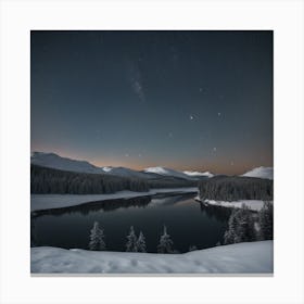 Night Sky Over Lake Canvas Print