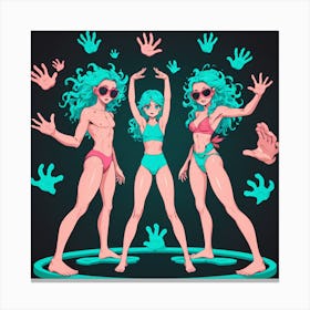 Three Girls In Bikinis 10 Canvas Print