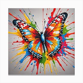 Butterfly With Paint Splashes Canvas Print