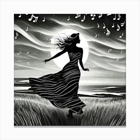 Girl In A Field Canvas Print