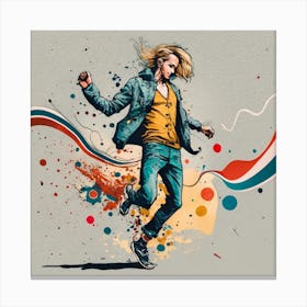 Dancer With Colorful Splashes 1 Canvas Print